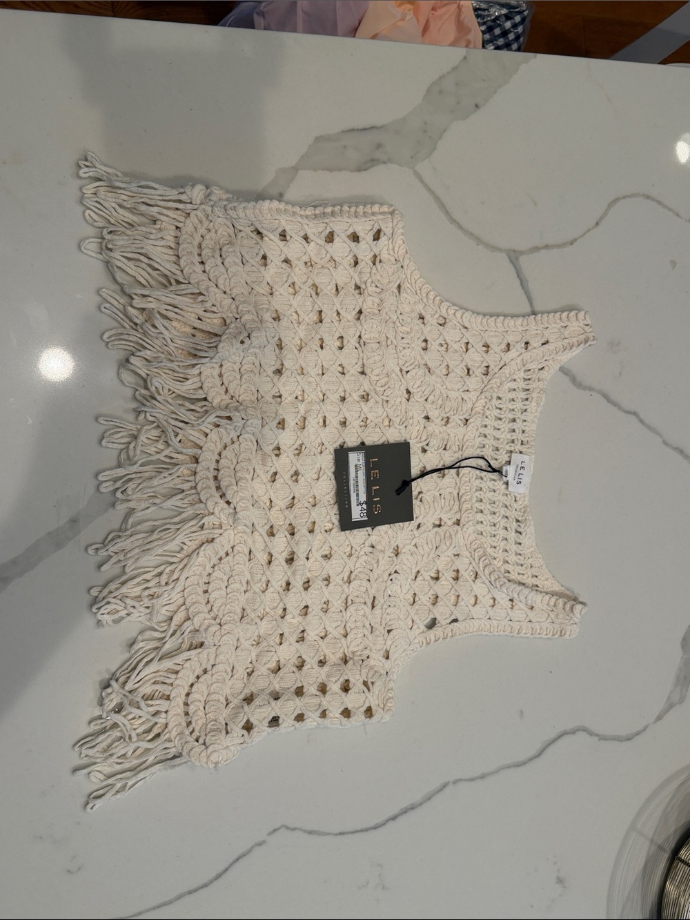 Le Lis Cream Crochet Fringe Camisole